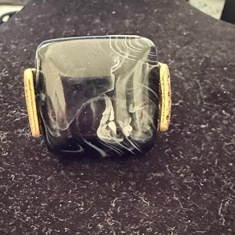 Black and Gold Statement adjustable Ring. New never worn